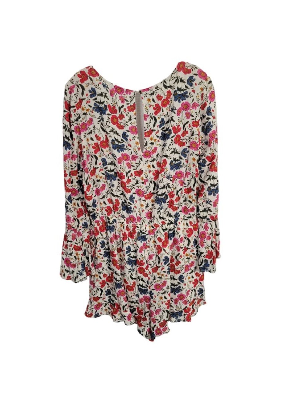 American Eagle Outfitters Size L Romper Floral Adjustable Neck Bell Sleeve Flowy - Picture 2 of 11